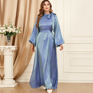 3349# 2023 New Fashion High Quality Satin Muslim Maxi Dress