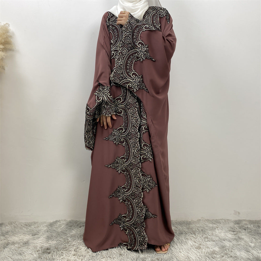 1417# Latest Ramadan Abaya For Women Muslim Fashion Luxury Silver Sequin Abaya