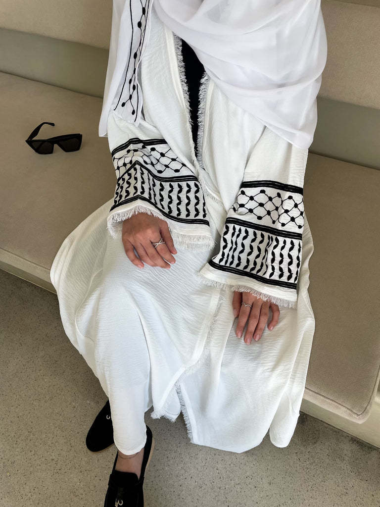 1763# New Soft Crepe Embroidery Kefiyyeh Ramadan Tassel Dubai Abaya Women Modest Islamic Clothing
