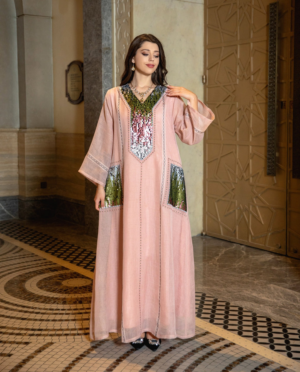 AB053# New burnt flower dress Muslim abaya women's clothing