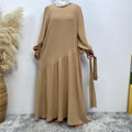 6738# New abaya crew neck wrinkle crepe fabric muslim women maxi dresses