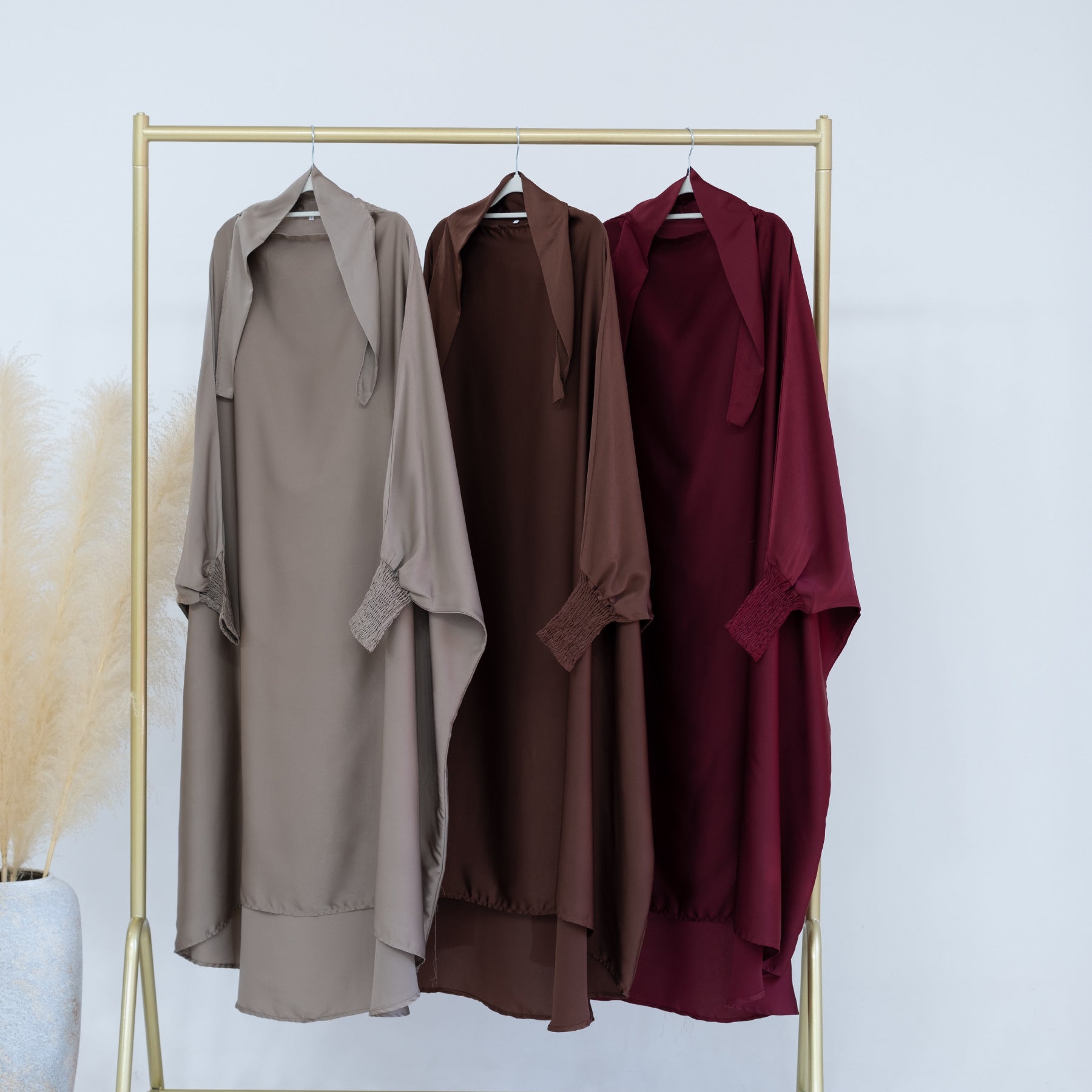 1662#Islamic Clothing Satin Plain Prayer Abaya Jilbab Abaya Muslim Dress For Kids