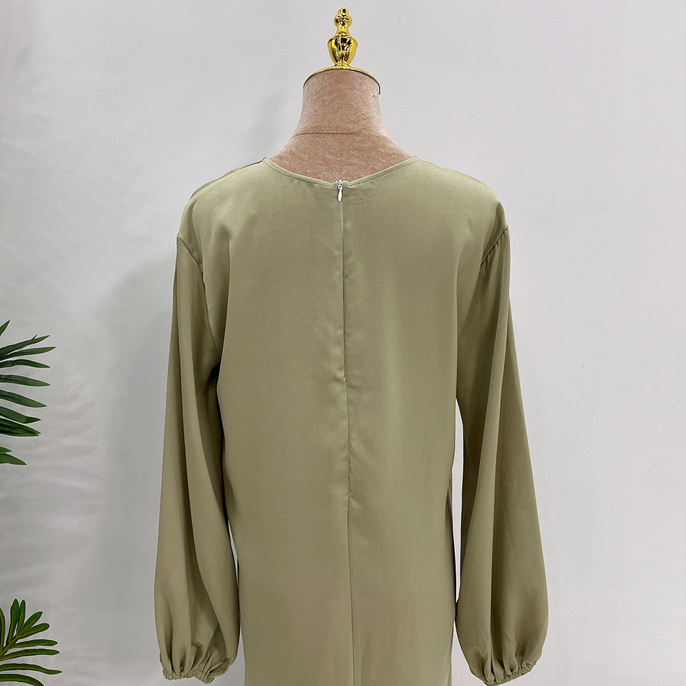 1590# 2pc Satin Abaya wrap skirt set islamic clothing modest women muslim dresses