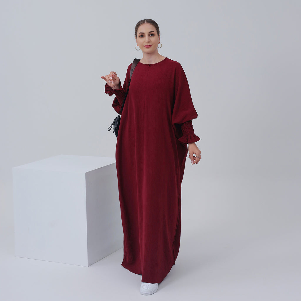 1616#2023 Islamic Clothing Closed Abaya Dresses for Muslim with Zipper in Front