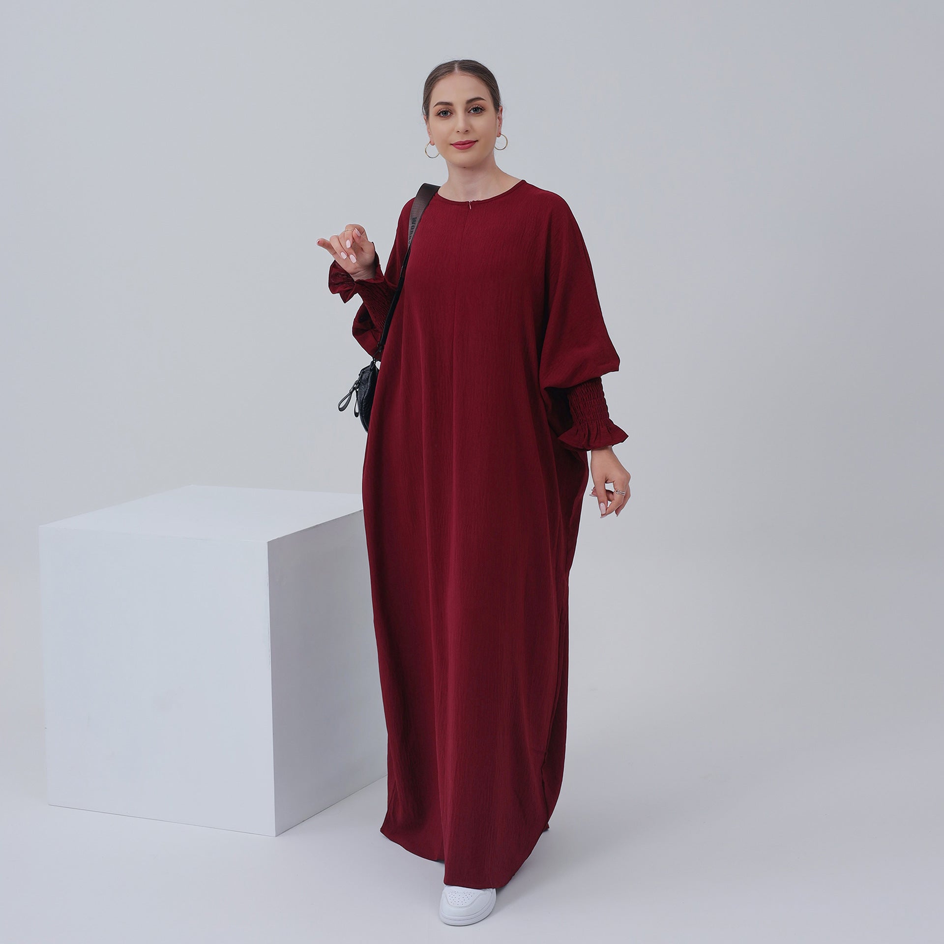 1616#2023 Islamic Clothing Closed Abaya Dresses for Muslim with Zipper in Front