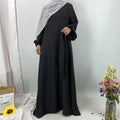 6840#New Linen Summer Abaya Dress Islamic Clothing for Dubai Turkish Muslim Women with Long Sleeve and Side Pockets