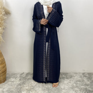 1421#High Quality Rhinestone Cardigan Middle East Dubai Female Diamond Abaya