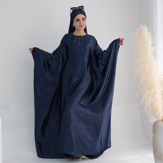 1774#Hot Selling Fashion Elegant Satin Dubai Kaftan Dresses with Tie Belt Butterfly Abaya