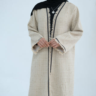 1879#Winter Thick Warm Modest Abaya Coat Dubai Custom Cardigan Kimono Tweed Abaya