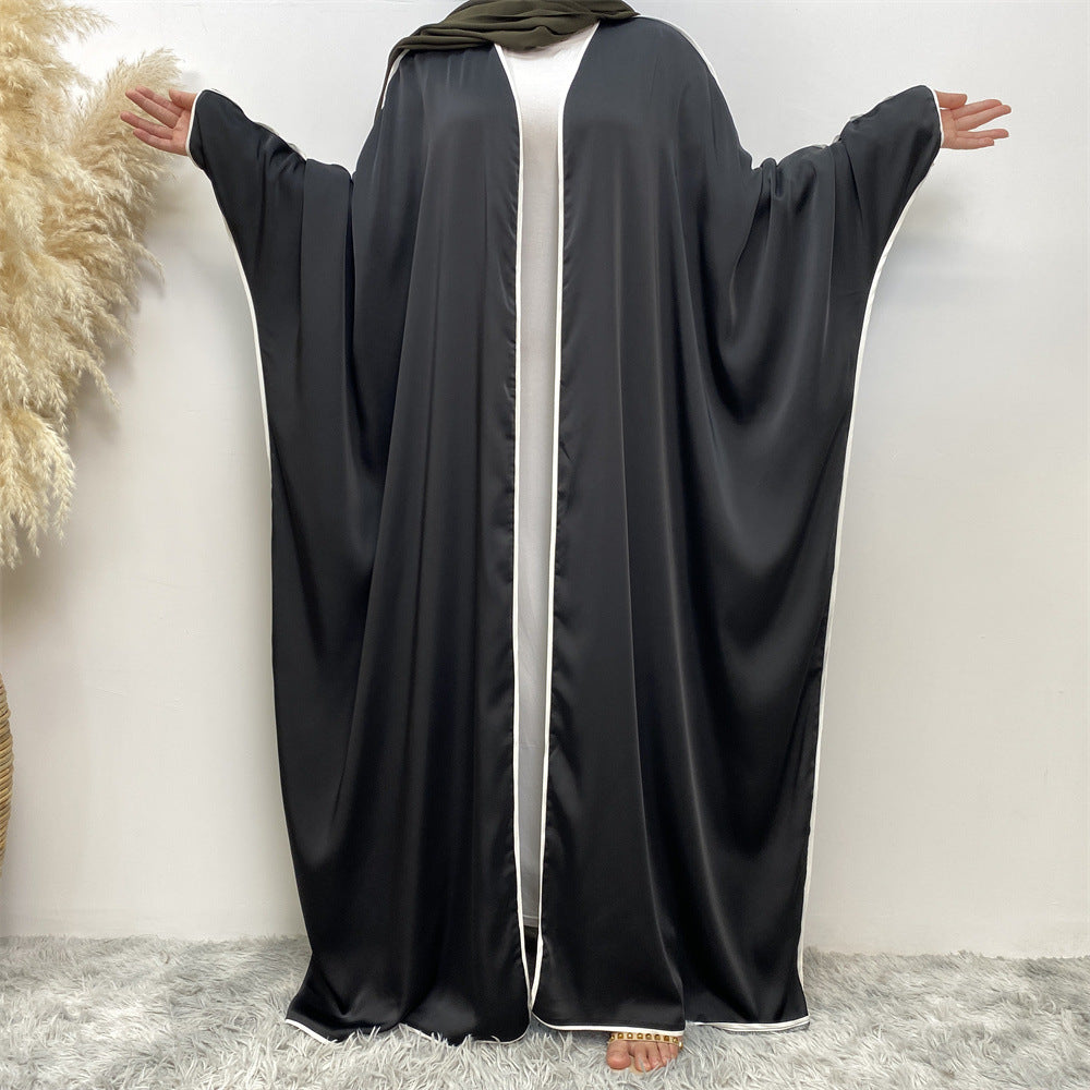 1688#Open Kimono Arabic Style Dubai Muslim Satin Abaya
