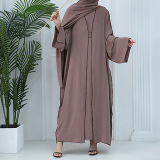 1693#2024 New Modest Wrinkle Polyester EID With Hijab Islamic Clothing Abaya