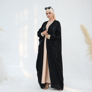 1848#2025 Spring Summer Modest Abaya Islamic Clothing Shinny Kimono Open Abaya