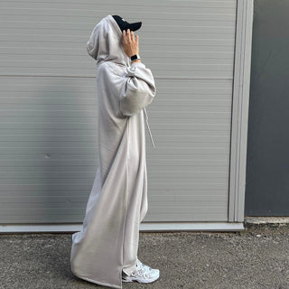 1921#New Hoodie Abaya Daily Wear Sweatshirt Abaya Casual Dresses Plain Loose Women Abaya