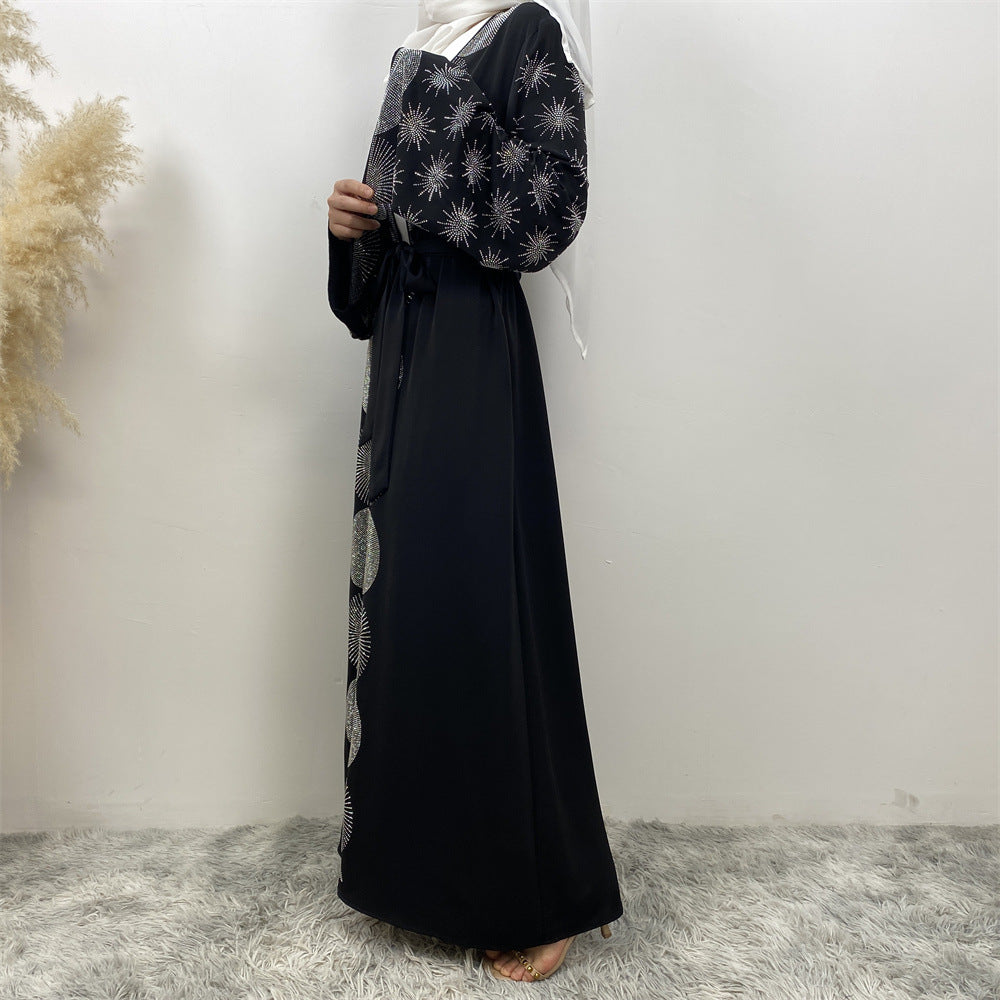 1423# Latest Ramadan Abaya For Women Muslim Fashion Luxury Silver Sequin Abaya