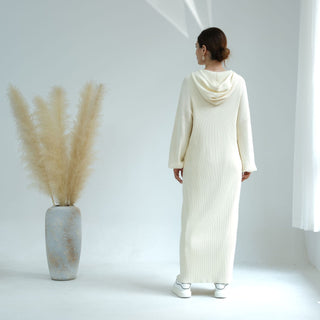 1668# Knit Modest Dresses Muslim Women's Dresses Hoodie Winter Abaya