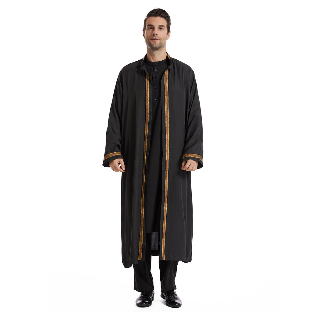 TH830#Abaya Muslim Clothing Long Sleeves Islamic High Quality Men's Robe