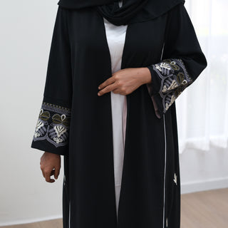 1843#New Embroidery Modest Open Abaya Cardigan Women Muslim Dress Islamic Womens Clothing