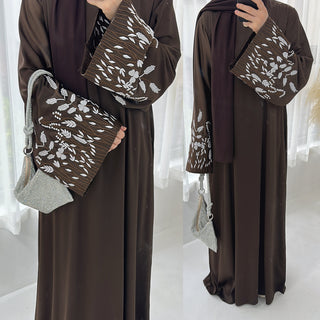 1769# Satin Embroidery Luxury Muslim Women Abaya Dress Islamic Clothing Women