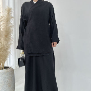 1807#  Manufacturer Islamic Clothing Top and Skirt 2 Piece Abaya Set Polyester Muslim Women Dress