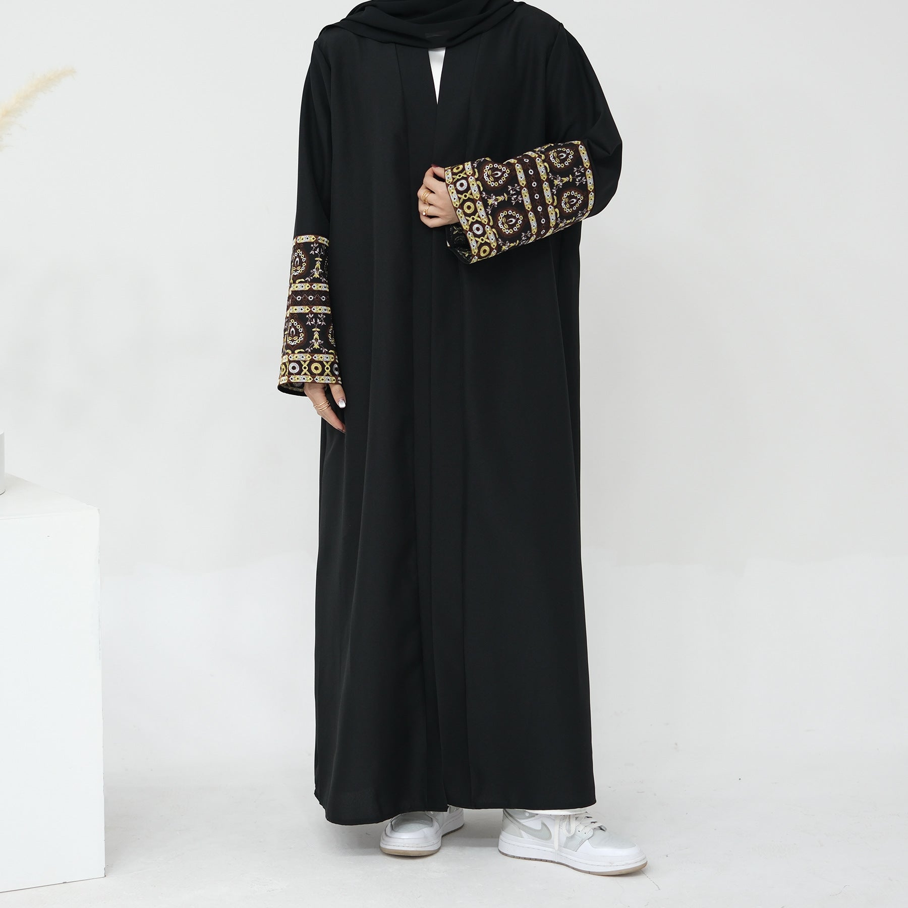 1753#Women Muslim Dress Femmes Robe Musulmane Islamic Clothing Linen Kimono Abaya