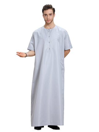 TH809#Hot sale muslim middle east men robe high collar shirt