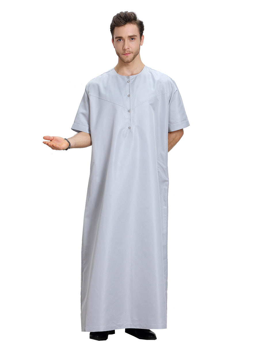 TH809#Hot sale muslim middle east men robe high collar shirt