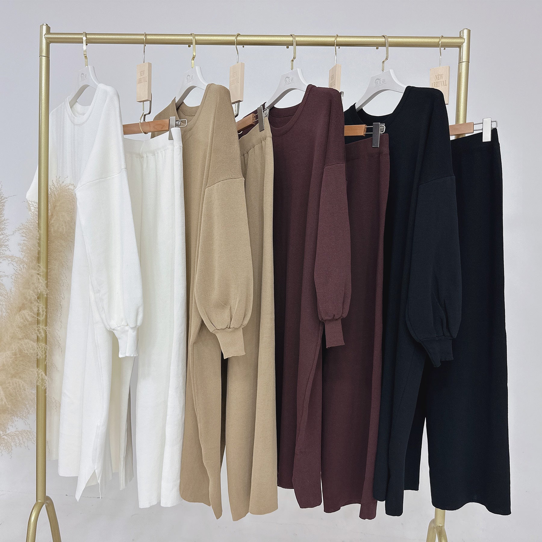 1683#New Style Knit Fabric Top and Pants 2 Piece Muslim Clothing Winter Abaya Set