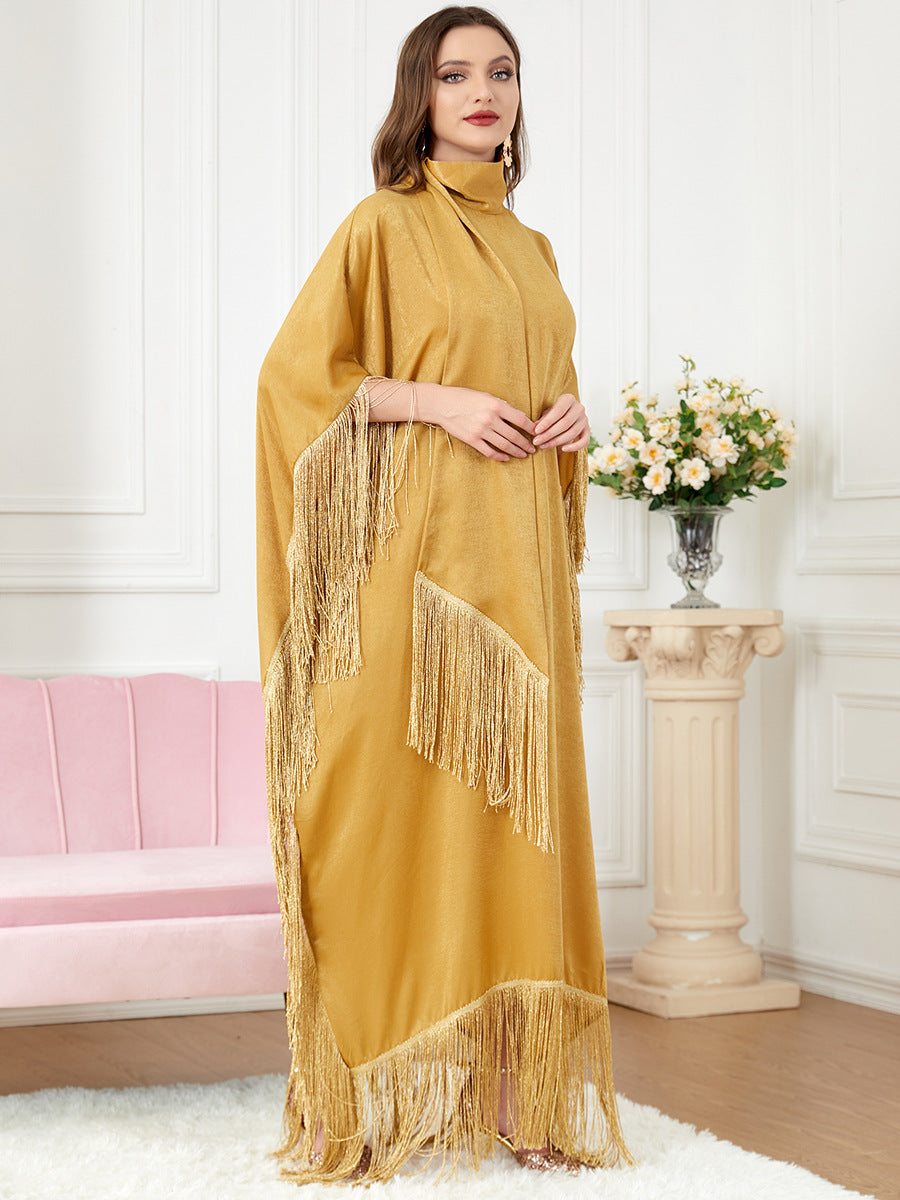 3297#Latest feathers batwing sleeve wholesale muslim women dresses