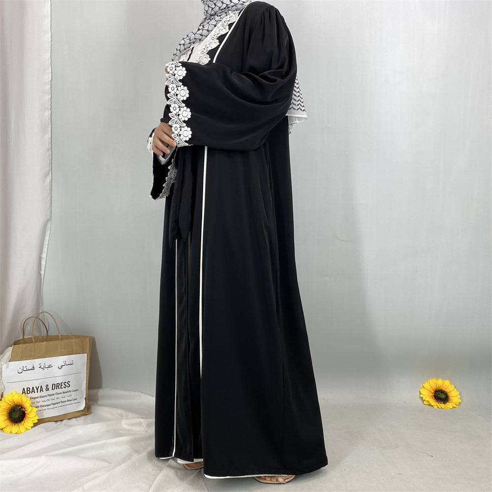 1467#Nida Abaya with Floral Lace Applique the Most Gorgeous Shade for Muslim Women