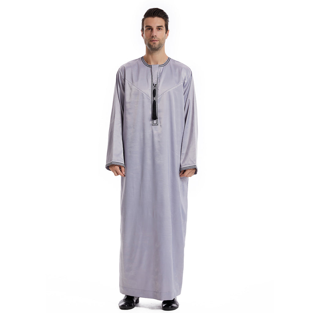 TH833#Abaya Muslim Clothing Long Sleeves Islamic High Quality Men's Robe