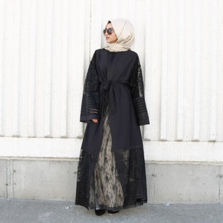 1546#Latest Designs New Wholesale Clothing Floral Lace Turkish Kimono Abaya