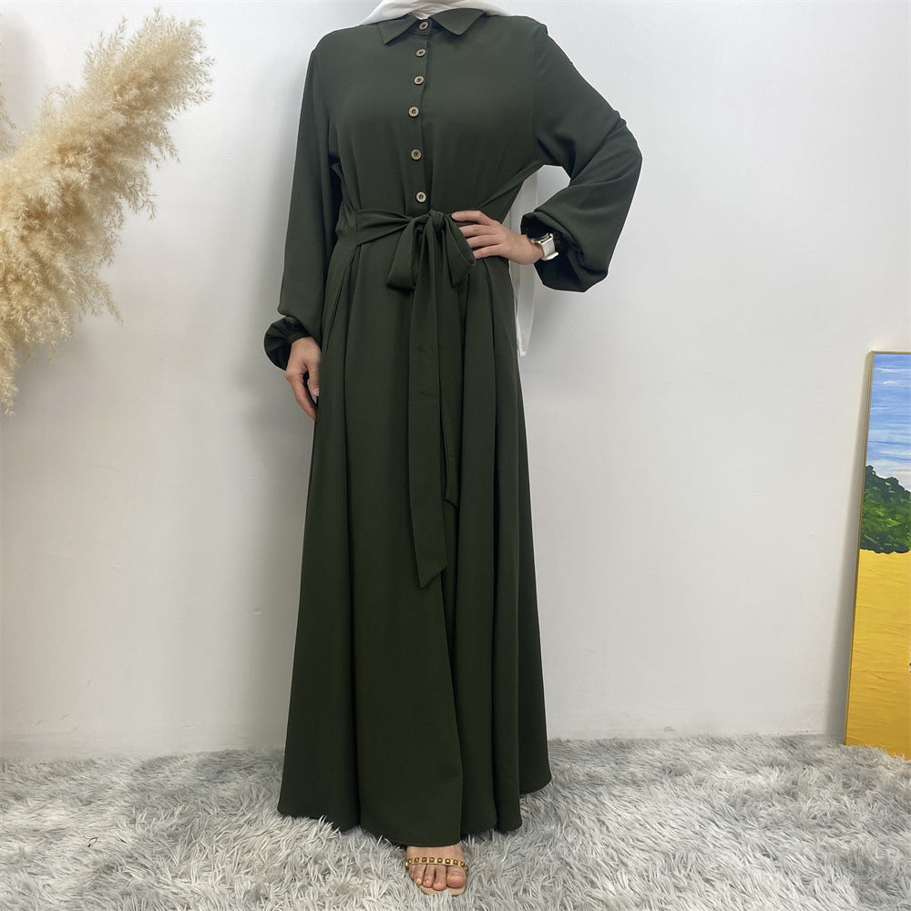 6771# Newest chiffon maxi dress muslim women abaya dresses with pockets 5 colors