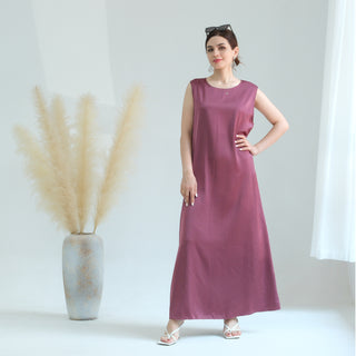 1635#Modest Sleeveless Inner Dress Satin Fabric Islamic Clothing Muslim Dress