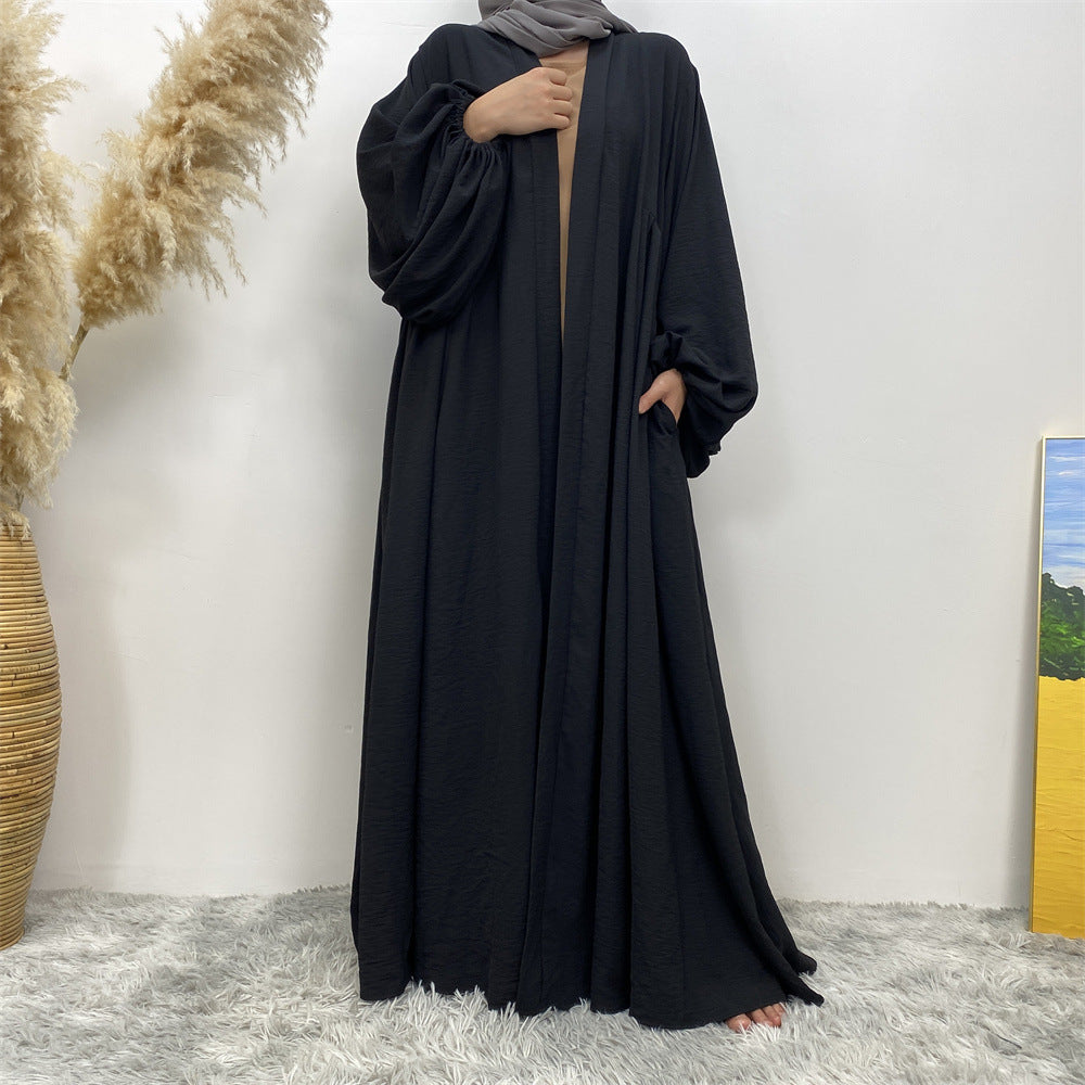 1969# Latest Elastic Cuff Big Lantern Sleeves With Side Pockets Women Abaya 的副本