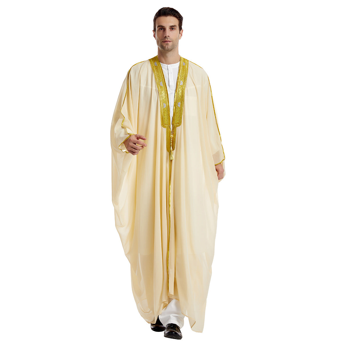 TH834#Abaya Muslim Clothing Long Sleeves Islamic High Quality Men's Robe