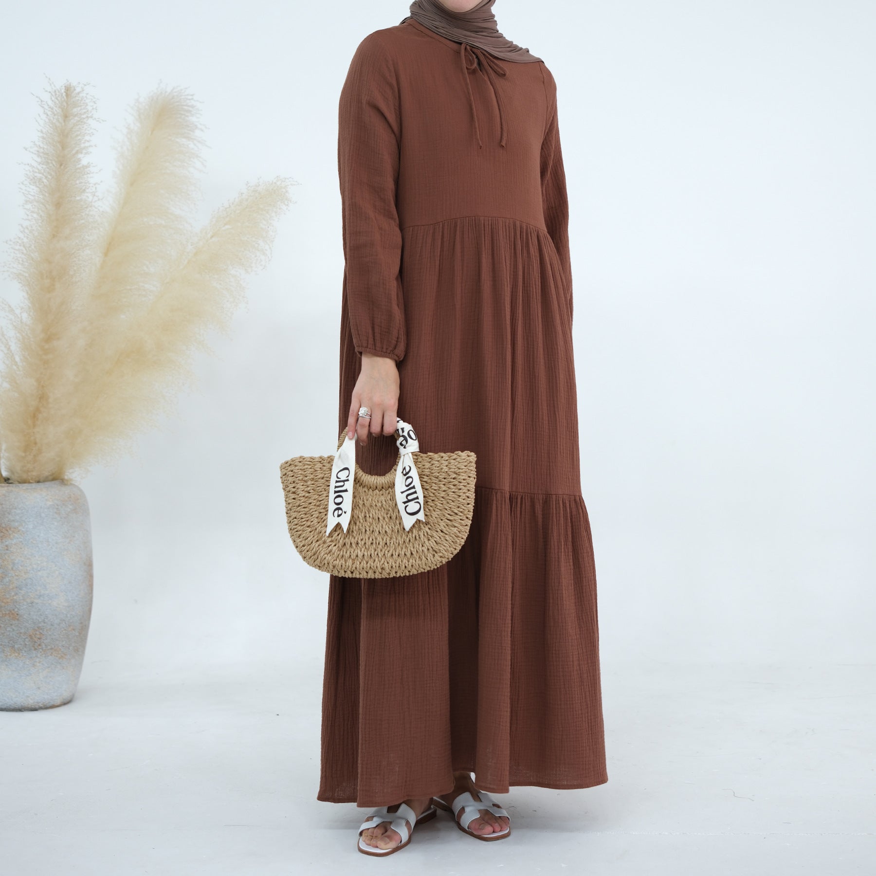 1659#New Style Cotton Long Sleeves Women Dresses Abaya Women Muslim Dress Abaya