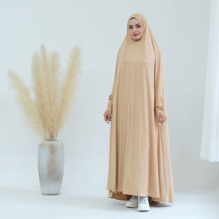 1628#New Abaya Femmes Robe Musulmane Jersey One Piece Prayer Abaya