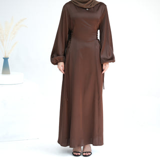 1702#2024 New Modest Dresses Satin Casual Dresses Abaya Women Muslim Dress Ramadan