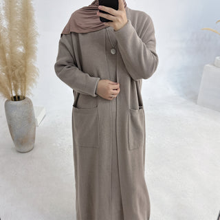 LR906+LR907#Sweater Modest Islamic Clothing Winter Women Muslim Dress and Cardigan  Kimono Abaya