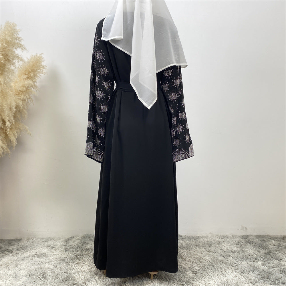1423# Latest Ramadan Abaya For Women Muslim Fashion Luxury Silver Sequin Abaya