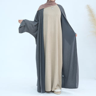 1911#Thick Knitted Winter Fall Cardigan Open Abaya Dress islamic Clothing Plus Size Abaya