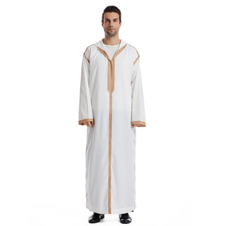 TH832#Abaya Muslim Clothing Long Sleeves Islamic High Quality Men's Robe with hat