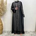6740# Luxury chiffon africa diamond abaya long robe kaftan muslim women rhinestone open abaya