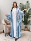 1009#  New Arrival Stylish Islamic Clothing Dubai Abaya Fashion Cardigan Women Satin Abaya