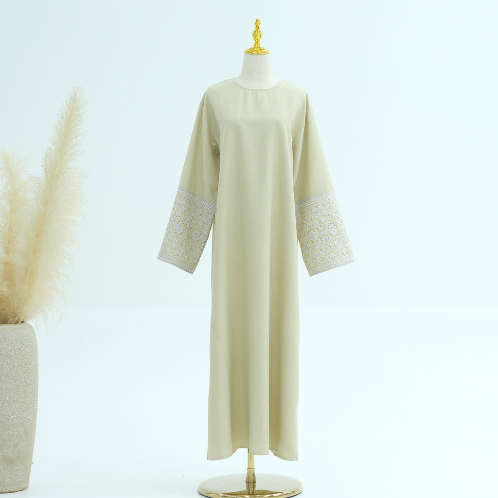 1735#New Linen Embroidery Closed Abaya Wholesale Hot Sale Islamic Modest Clothing