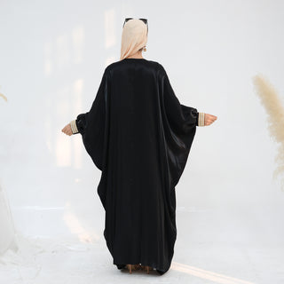 1848#2025 Spring Summer Modest Abaya Islamic Clothing Shinny Kimono Open Abaya