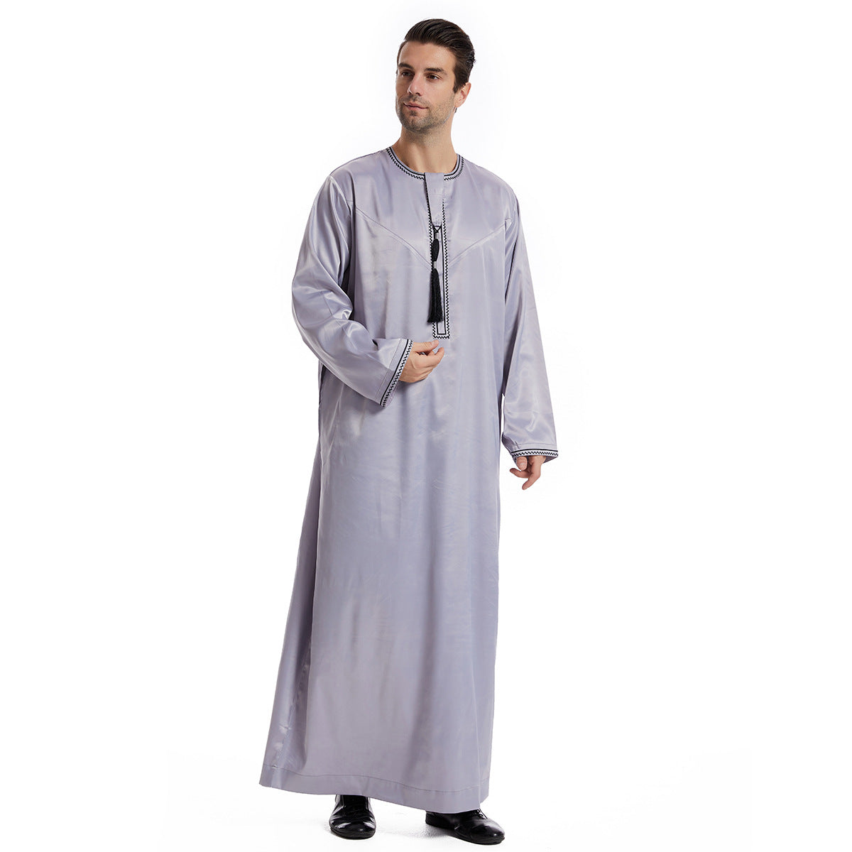 TH833#Abaya Muslim Clothing Long Sleeves Islamic High Quality Men's Robe