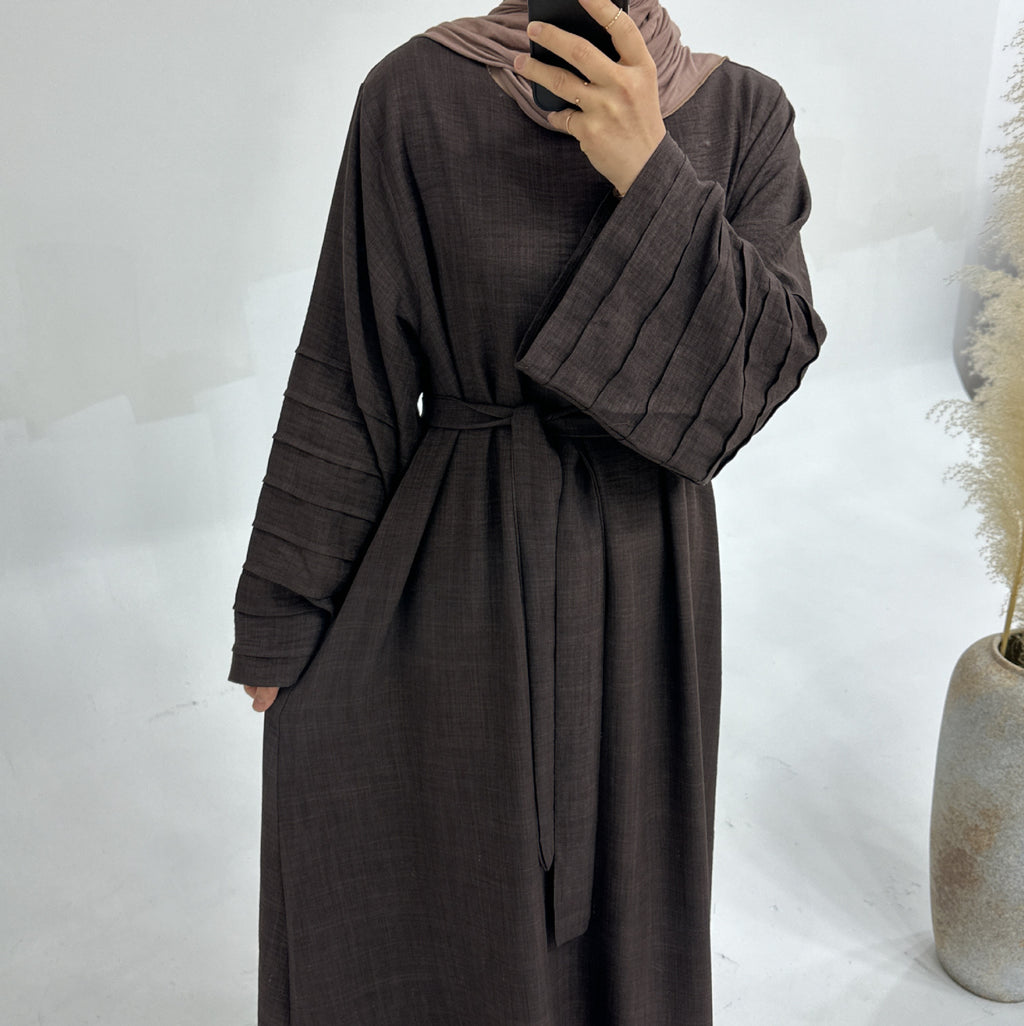 1725#Modest Abaya Simple Linen Closed Abaya Women Muslim Dress Islamic Clothing