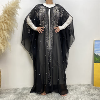 6741# Luxury diamond rhinestone muslim women's Eid Ramadan chiffon Abaya