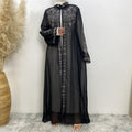 6740# Luxury chiffon africa diamond abaya long robe kaftan muslim women rhinestone open abaya